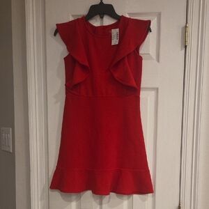 Elegant Red Ruffle Dress